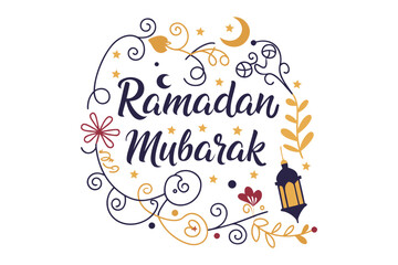 Ramadan Mubarak Typography Design Islamic Holiday Lettering Illustration