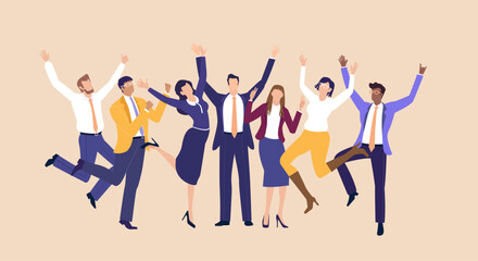 Business Growth Celebration. Business people celebrate success and achievements together, symbolizing growth, teamwork, and positive results of shared effort.