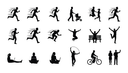 Obraz premium Active Lifestyle and Fitness Silhouettes for Gym and Outdoor Motivation