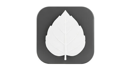 White Leaf Icon on Dark Gray Square Background