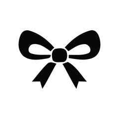 Minimalist black ribbon bow silhouette icon