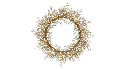 Fototapeta premium Wreath with White Berry-like Buds and Golden Branches