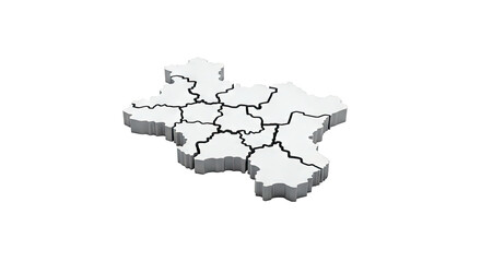 3D Gray Map of Administrative Regions
