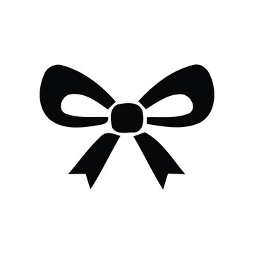 Minimalist black ribbon bow silhouette icon