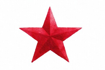 A five-pointed, red star with shaded textures on a white background