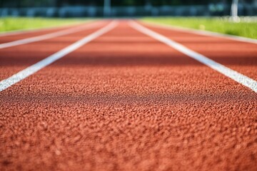 Obraz premium Track surface ready for races during a competition at a local sports facility in the afternoon