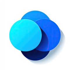Four overlapping blue circles, arranged as a four-leaf clover, against a white backdrop