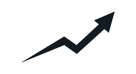 A stark black arrow pointing upwards with jagged lines visually representing growth progress or success a bold silhouette