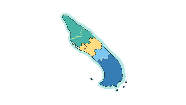 Map of Palawan Island, Philippines with Administrative Divisions Highlighted, Colorful Vector Illustration for Geography and Travel Content