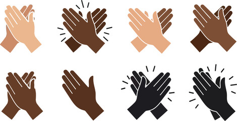 Fototapeta premium Diverse hands clapping in unity and solidarity with various skin tones