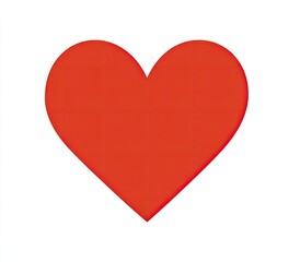 A vibrant, red heart shape, simple design against a stark white backdrop