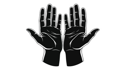 Obraz premium Open Hands Offering Support Vector Illustration, Minimalist Style, Symbolizing Generosity and Help for Charity and Donation Concepts