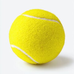Close-up of a vibrant yellow sphere with white felt, casting a soft shadow on a white ground