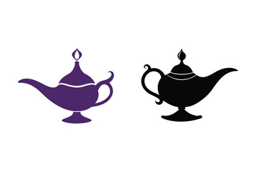 Magic Lamp Icon Silhouette Vector Illustration Design