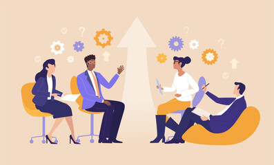 Financial Dispute Meeting. Business  professionals engage in a tense discussion during a meeting, representing resolution, critical decision-making, and challenges in business