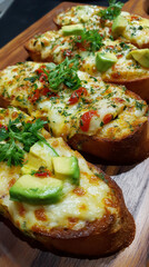 Cheesy Garlic Bread Toast with Herbs and Avocado Topping