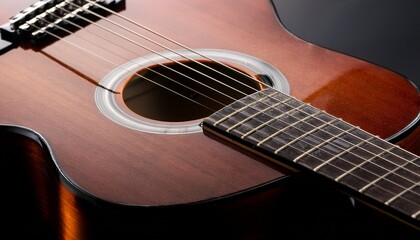 Obraz premium acoustic electric guitar with a brown body and black neck