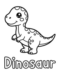 Fototapeta premium Cartoon Dinosaur Coloring Page: Fun Kid's Artwork and Activities - Printable Educational Material for Creative Dino Art and Children’s Learning
