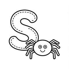 Fototapeta premium Spider Letter S Alphabet Tracing Coloring Page for Children's Education Workbook