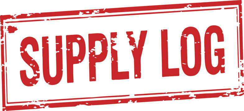 Red supply log stamp on white background