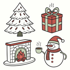 Christmas Winter Holiday Icons - Festive Season Elements