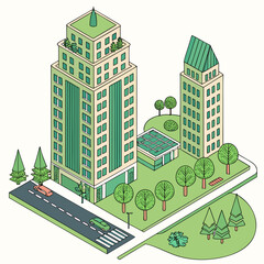 Sustainable City Landscape Blended with Nature - Urban Eco