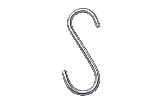 Shiny metal s hook standing isolated