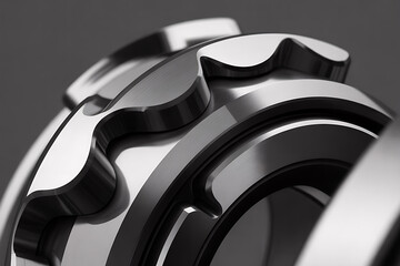 Close-up of interlocking metallic gears with a polished, reflective surface, symbolizing teamwork and mechanics.