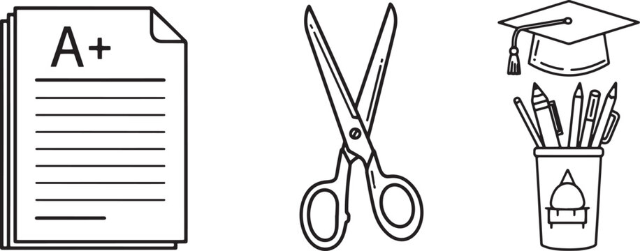 Education Icons for School Supplies.