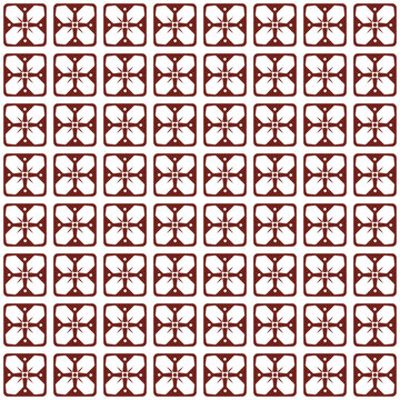 Vector Seamless Ethnic Flower Pattern in Maroon and White Traditional Style