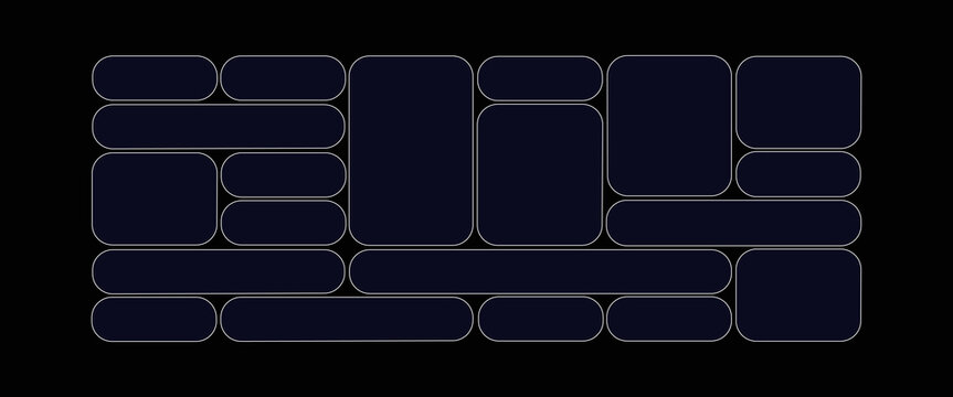 Dark Blue Rounded Rectangles and Squares on Black Background