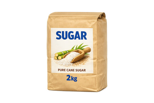 Kraft paper bag containing pure cane sugar