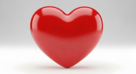 Fototapeta premium Red Heart Shaped Object on White Background with Soft Lighting and Shiny Surface