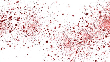 Obraz premium Isolated abstract artwork showing a distribution of red droplets of varied sizes on white
