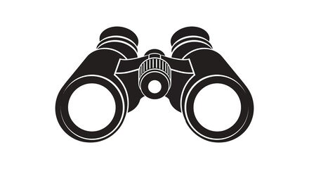 A striking black and white illustration depicts a pair of binoculars highlighting their detailed design as a bold silhouette © Bsicon02