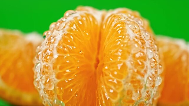 Peeled Mandarin Orange Segments on Green Surface