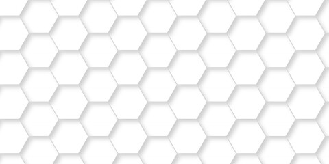 Fototapeta premium White abstract hexagonal paper background. Luxury White grid Pattern. Futuristic emboss honeycomb mosaic white background. geometric mesh cell texture. modern futuristic wallpaper.