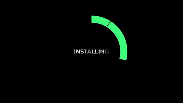 Process installing text progress bar loading circle hud software update technology animation ideal for user interfaces, software installations, or system updates.