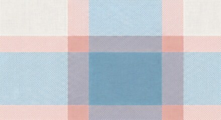 Soft pastel plaid pattern with textured squares in blue pink and white textile fabric