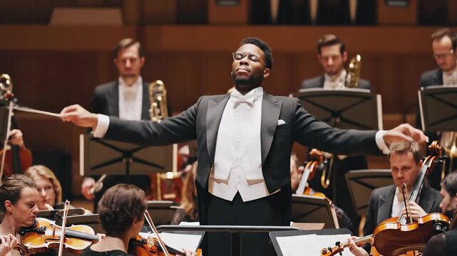 Conductor Leads Orchestra in Performance
