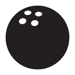 Obraz premium A black bowling ball with holes on a white background silhouette vector shilhoutte icon use as a symbol, web graphic design, and infographic icon