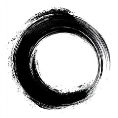 Black ink brushstroke circle on white background, reminiscent of Zen calligraphy