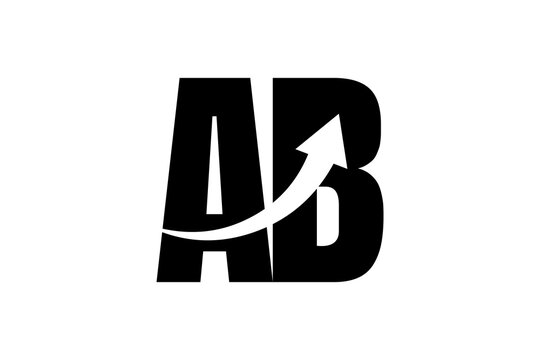 AB Letter Logo with Upward Arrow, Modern Monogram Business Growth Symbol