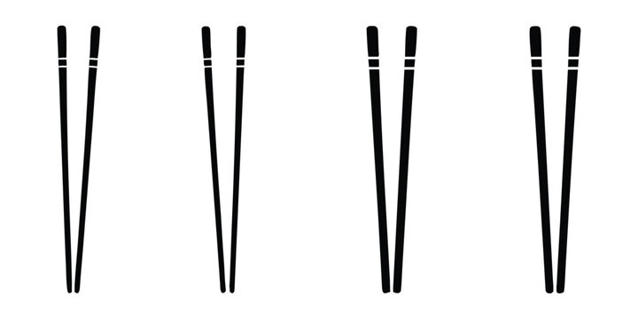 Chopstick silhouette vector, chopsticks minimal flat icon set