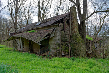 Abandoned homestead in the mountains