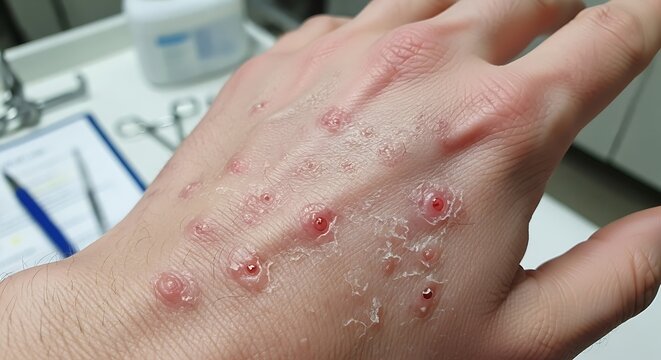 Hand Dermatitis - Close-up of Skin Irritation and Inflammation.