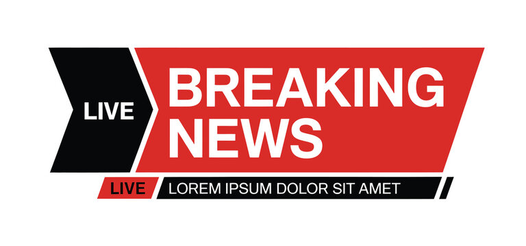 breaking news, banner for television broadcasts and online media announcements, perfect for urgent updates, broadcast graphics, streaming overlays, and news design projects.