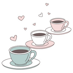 Obraz premium Minimal Pastel Coffee Cups Vector Illustration