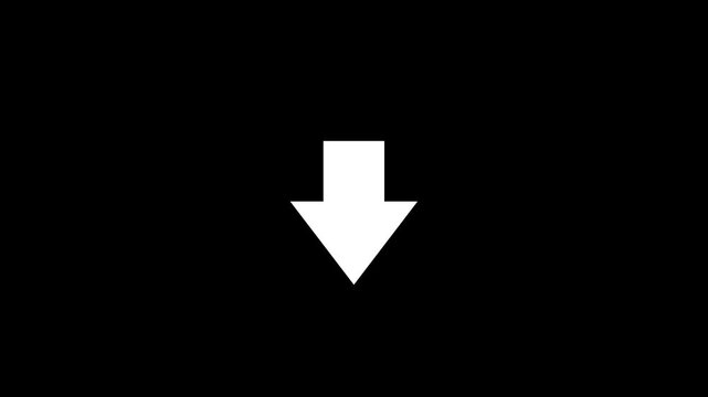 Animated arrow pointing down on black background.