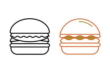 Burger Line Icon Silhouette Vector Illustration Fast Food Restaurant Design